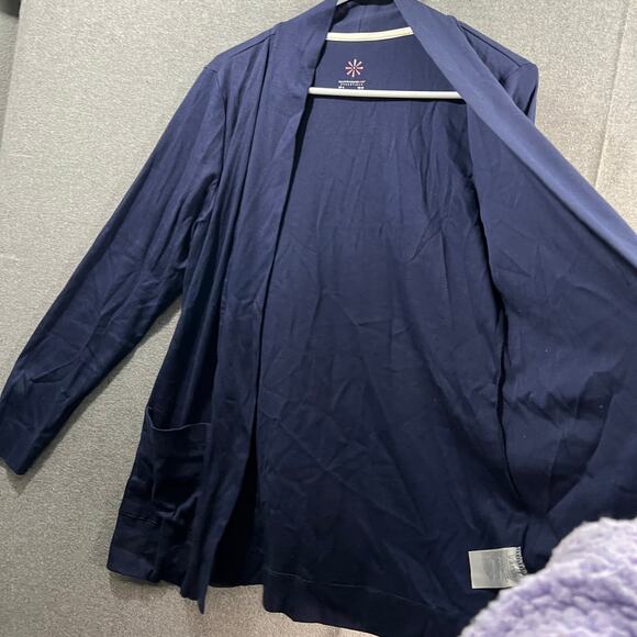 Isaac Mizrahi LIVE! Essentials Ribbed Pima Cotton Cardigan Dark Navy Size Small - Picture 3 of 10